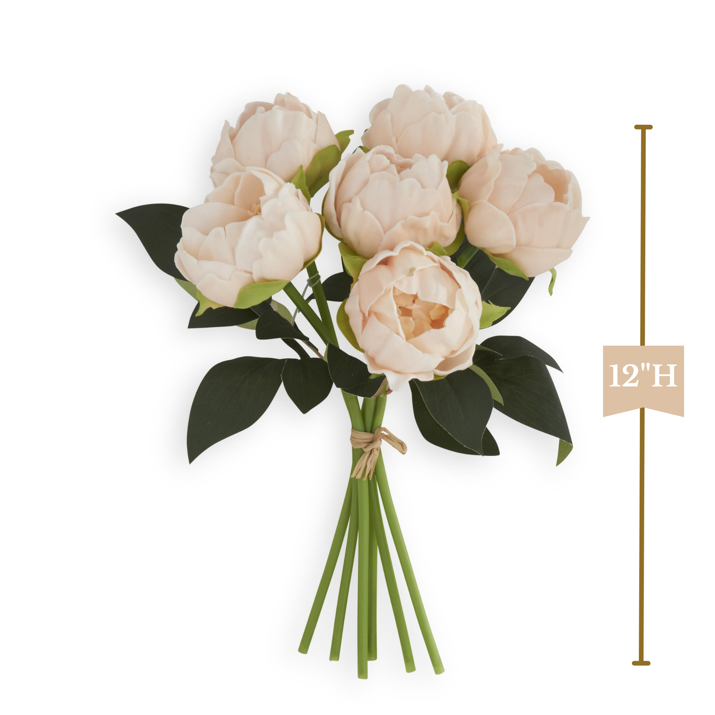 K&K Interiors 12" Real Touch Peony Blooming Spring Flowers - 6 Stem Bundles