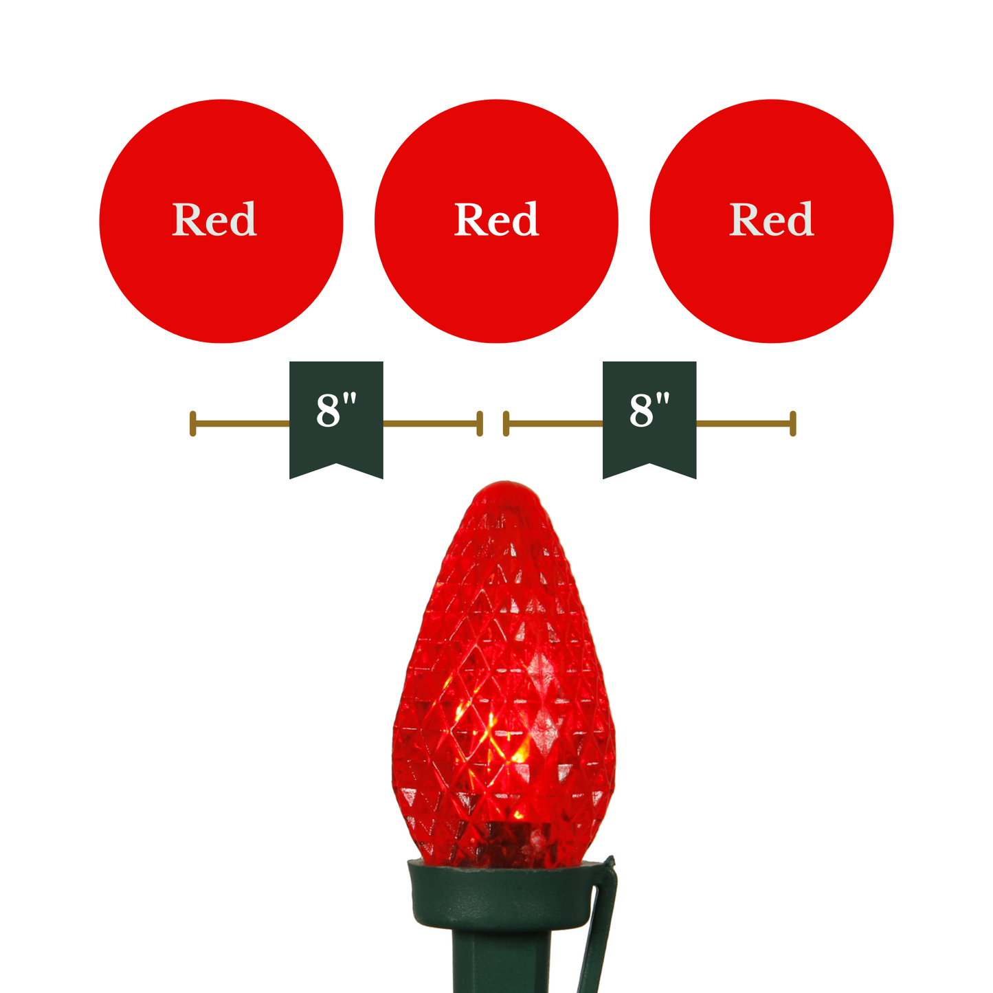 Indoor/Outdoor 25-Count LED C7 Christmas String Lights, Green Wire, 16’, by Vickerman