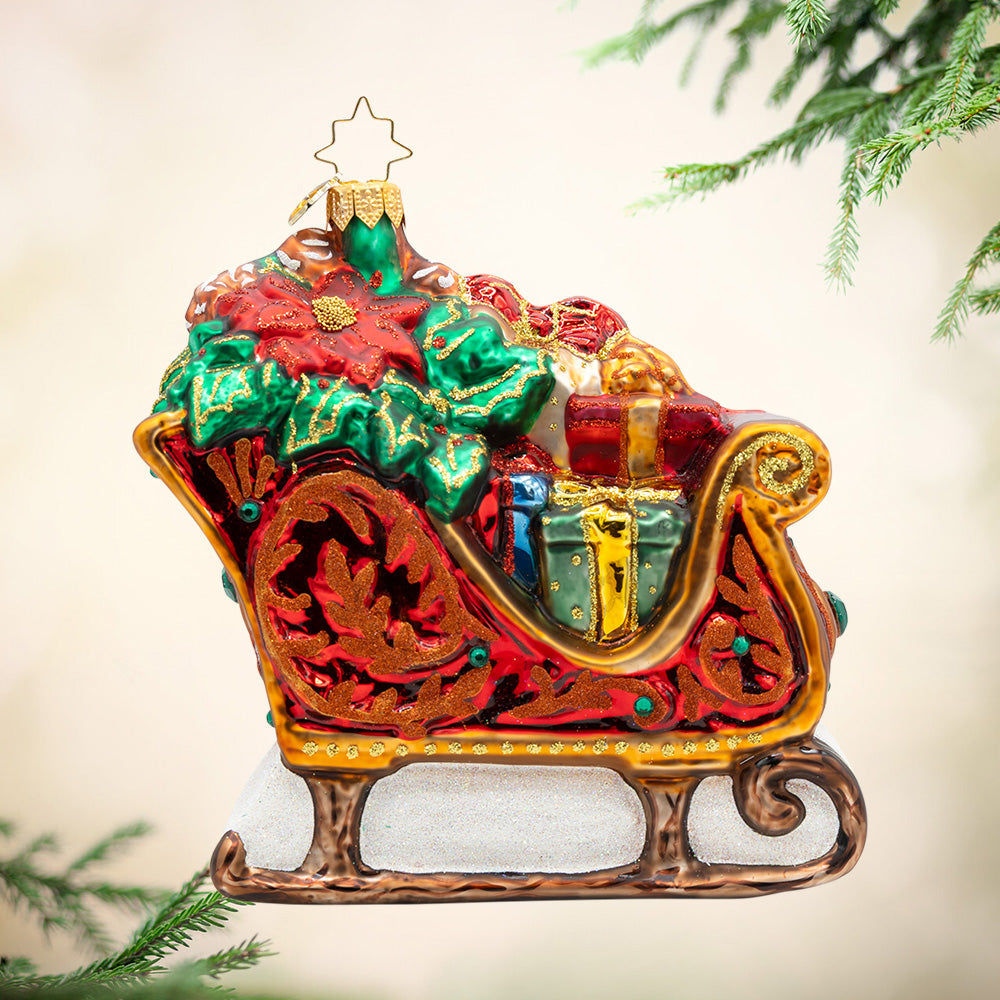 Christopher Radko Rustic Regal Ride Sleigh Collectible Christmas Ornament