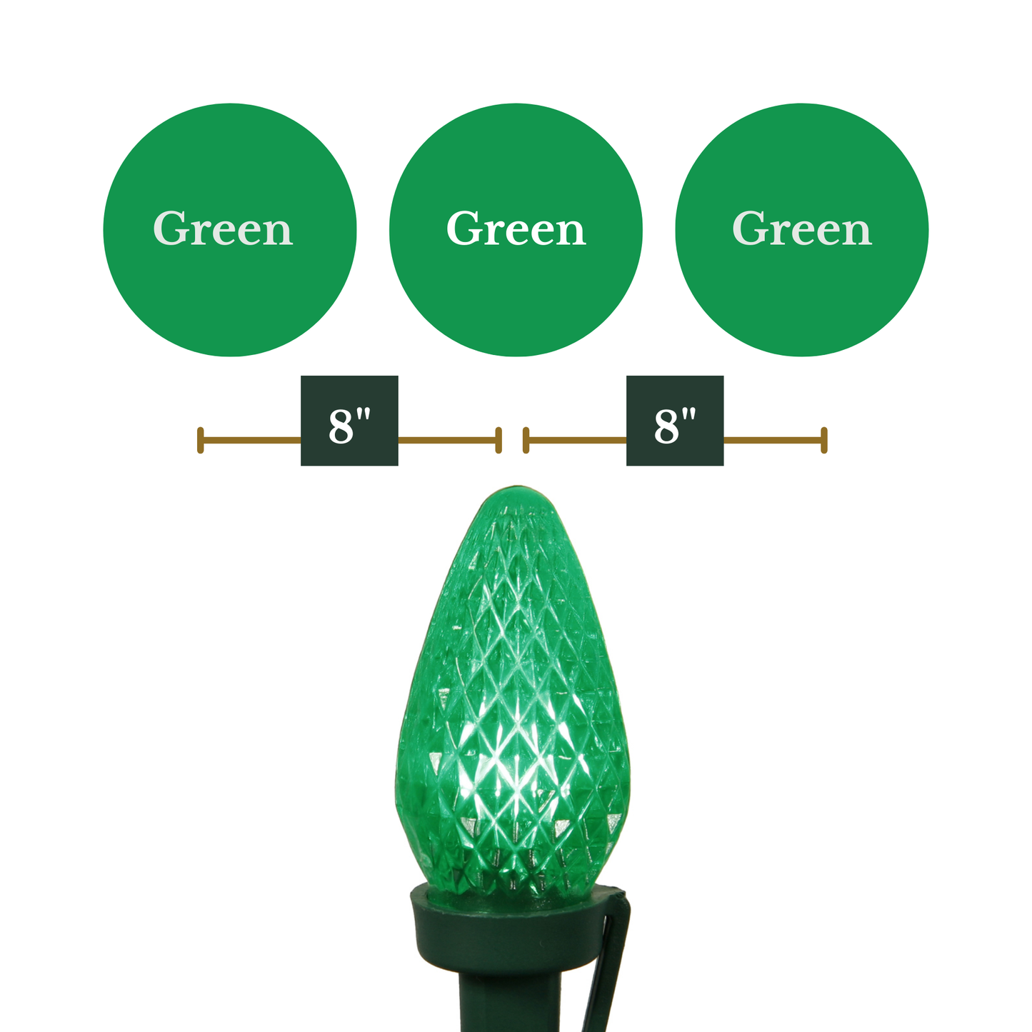 Indoor/Outdoor 25-Count LED C7 Christmas String Lights, Green Wire, 16’, by Vickerman