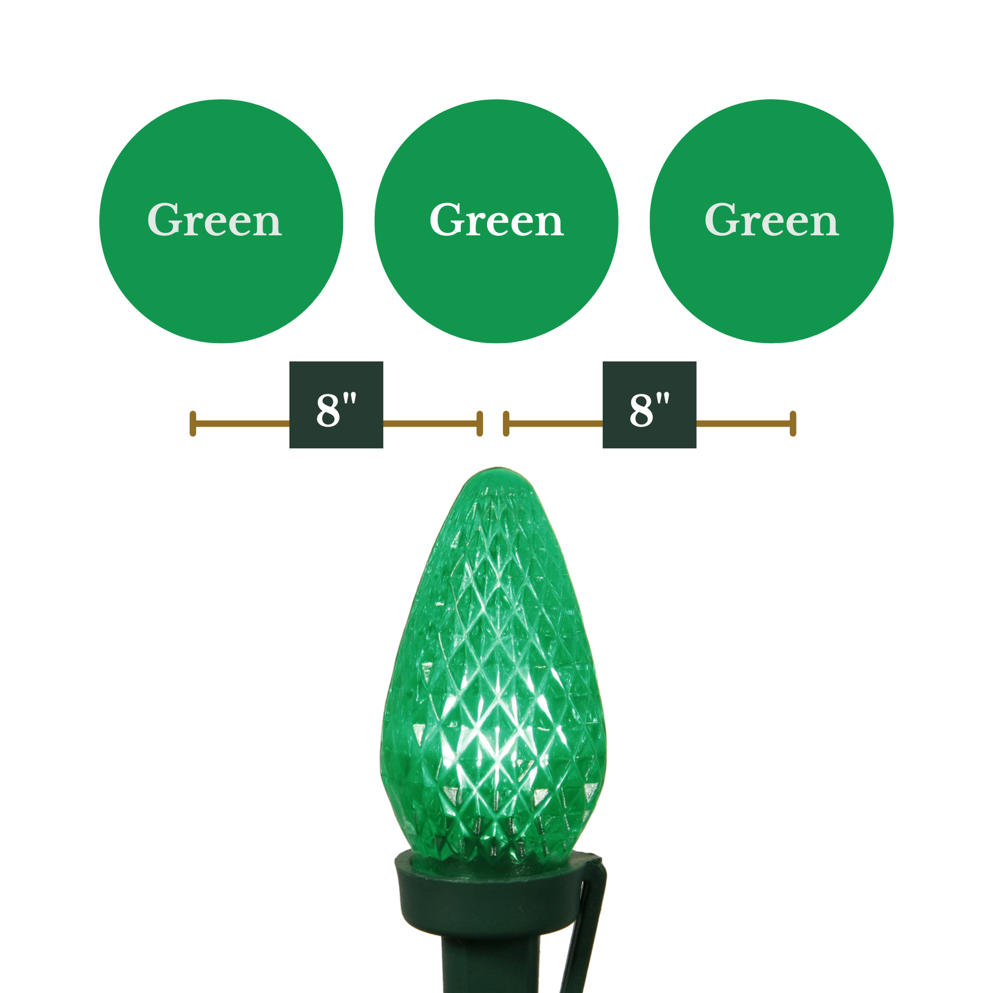 Indoor/Outdoor 25-Count LED C7 Christmas String Lights, Green Wire, 16’, by Vickerman