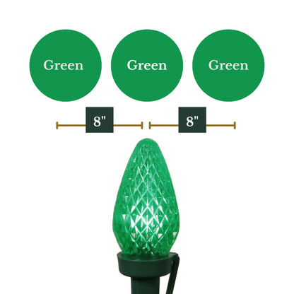 Indoor/Outdoor 25-Count LED C7 Christmas String Lights, Green Wire, 16’, by Vickerman