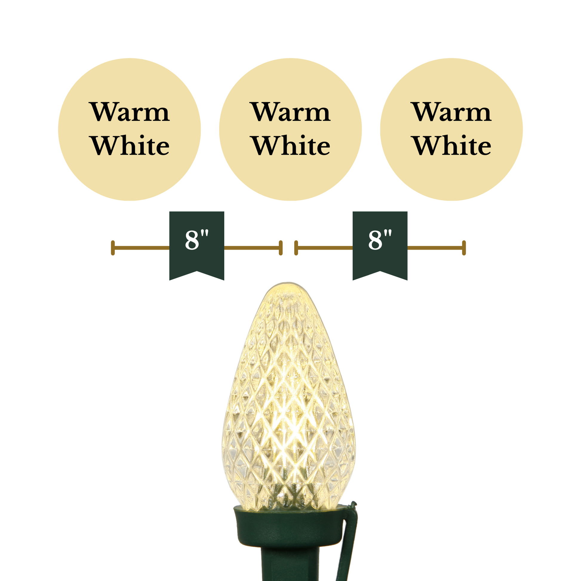 Indoor/Outdoor 25-Count LED C7 Christmas String Lights, Green Wire, 16’, by Vickerman