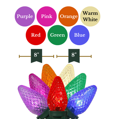Indoor/Outdoor 25-Count LED C7 Christmas String Lights, Green Wire, 16’, by Vickerman