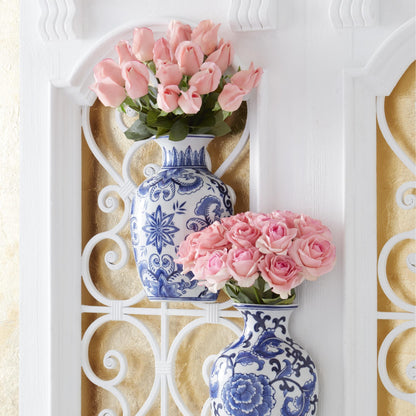 K&K Interiors 17" Real Touch Full Bloom Rose Flowers for Mother's Day - 6 Stem Bundles