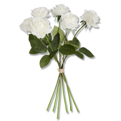 K&K Interiors 17" Real Touch Full Bloom Rose Flowers for Mother's Day - 6 Stem Bundles