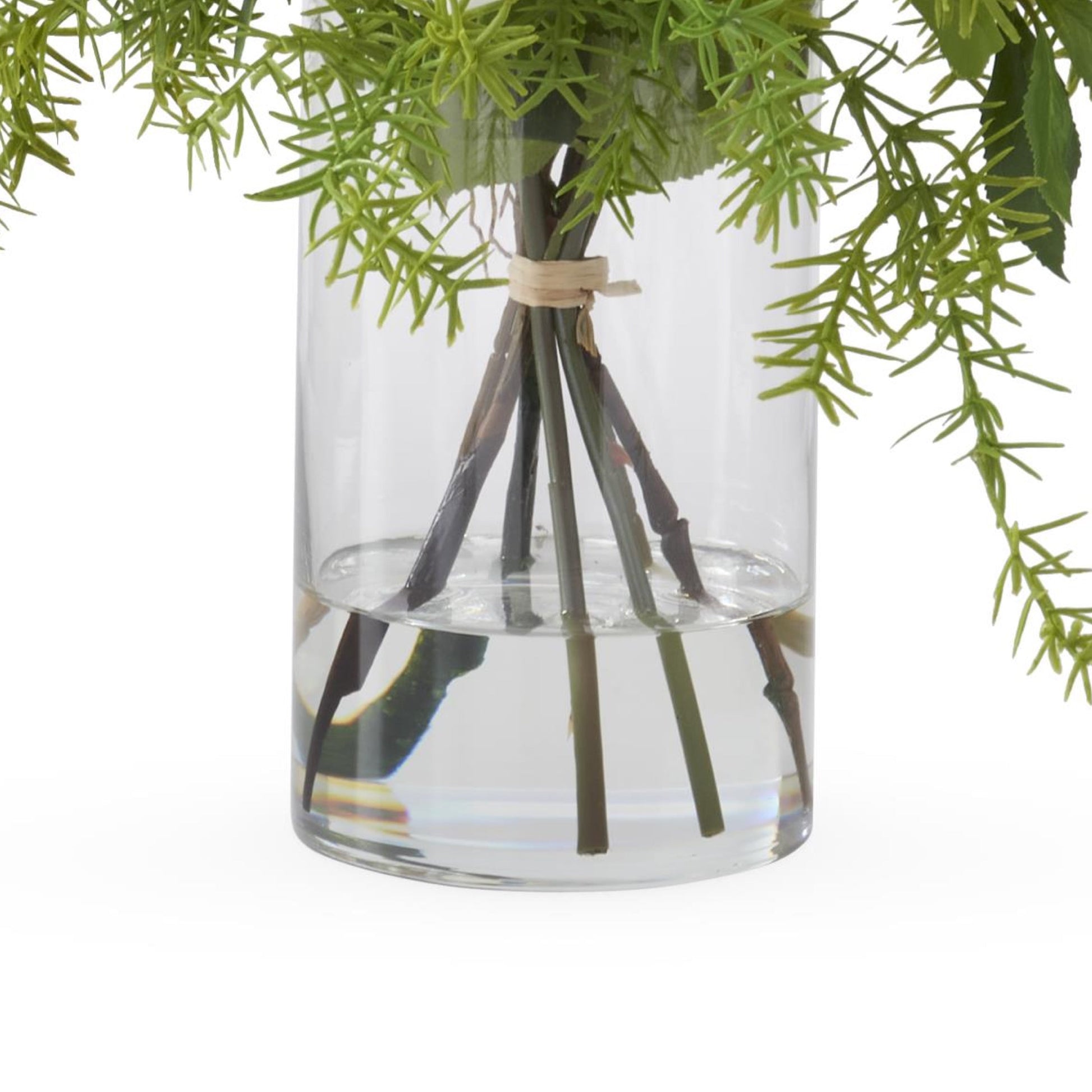 K&K Interiors 20.5" Real Touch Diamond White Rose Flower Arrangement in Faux Water Glass Vase for Mother's Day