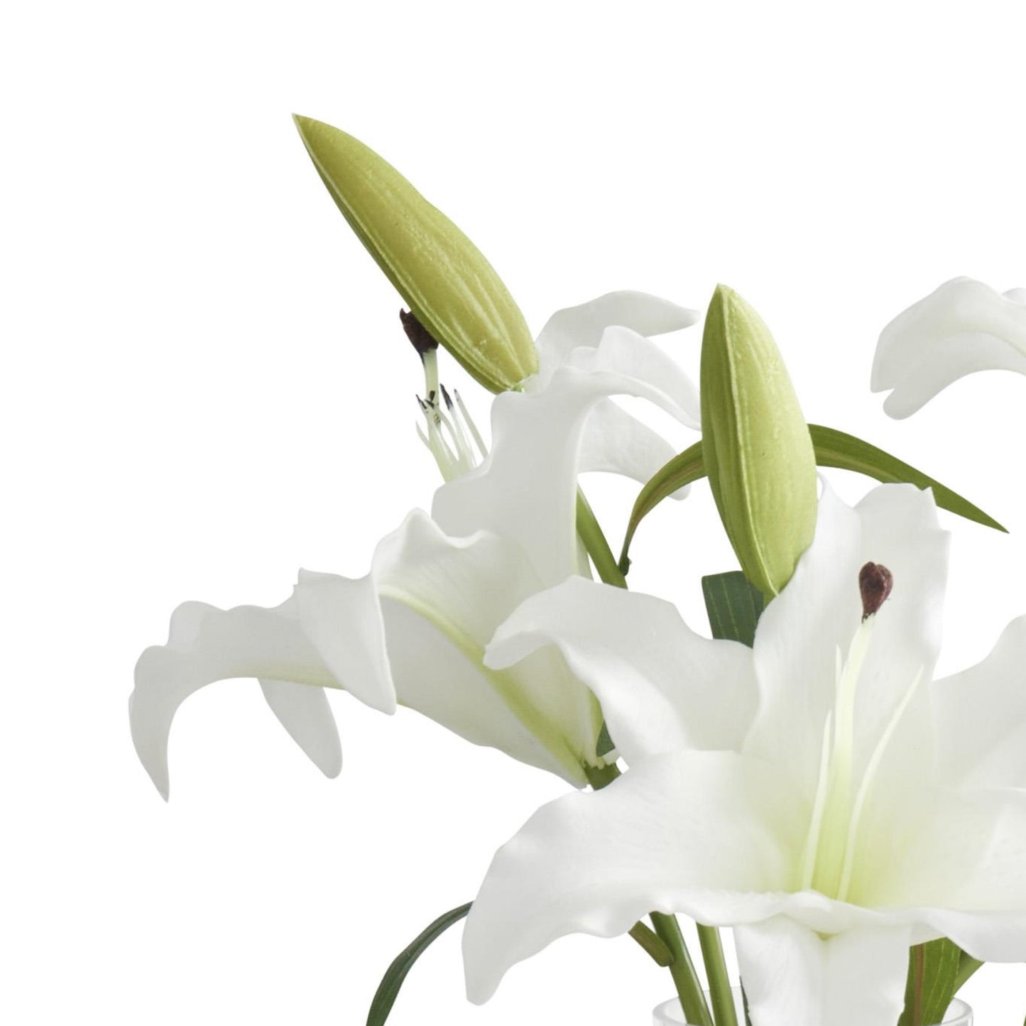 K&K Interiors 18.5" Real Touch White Lily Flower Arrangement in Faux Water Glass Vase for Easter