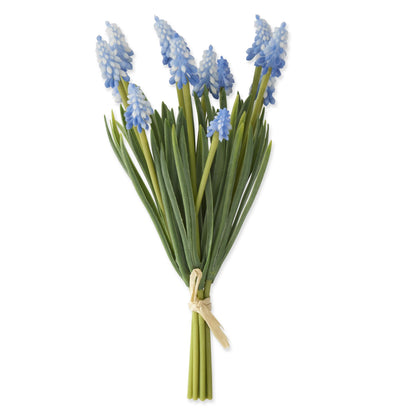 K&K Interiors 10.5" Blue Grape Hyacinth Spring Flowers for Easter - 6 Stem Bundle