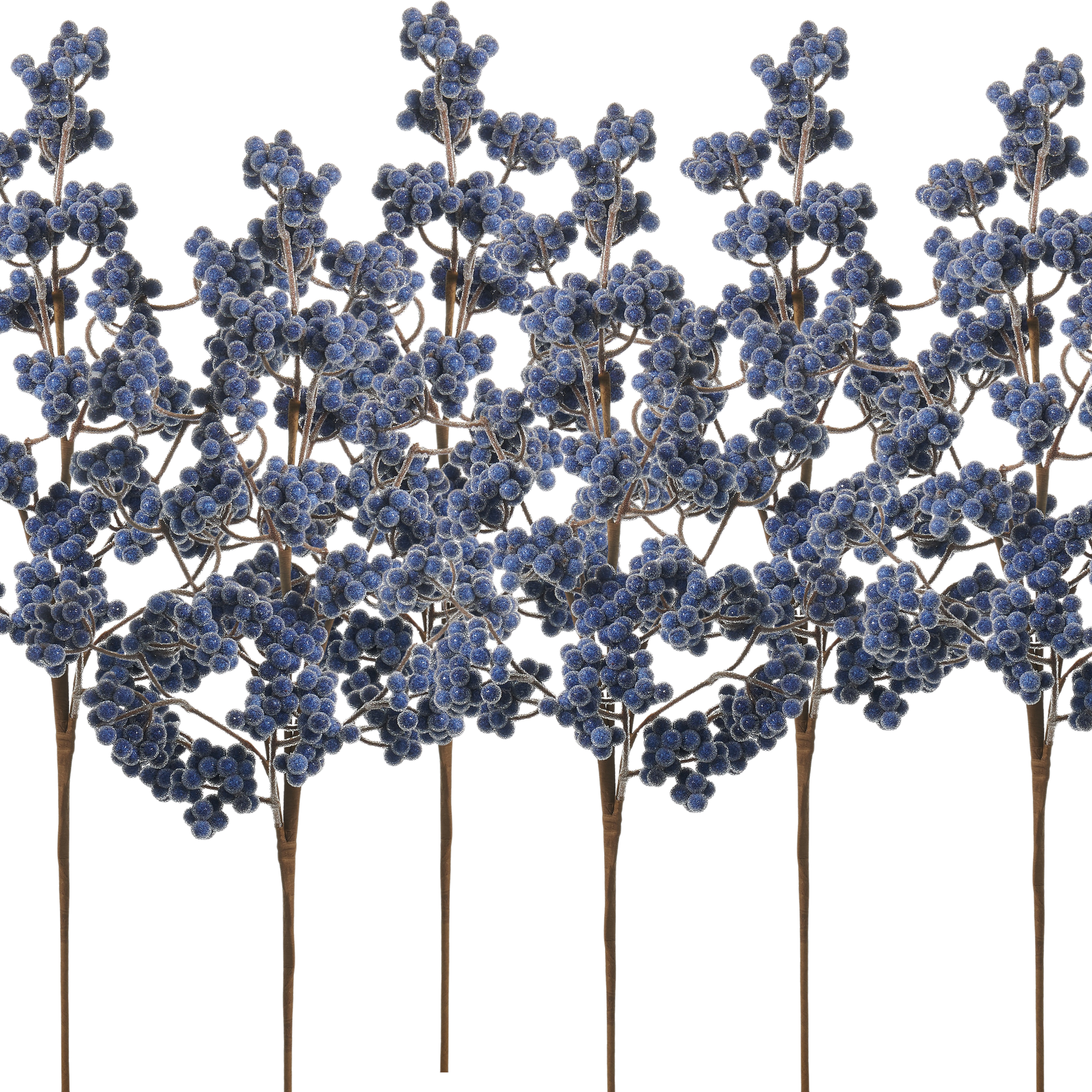 RAZ Imports 27" Iced Blue Berry Cluster Decorative Christmas Tree Spray - Set of 6