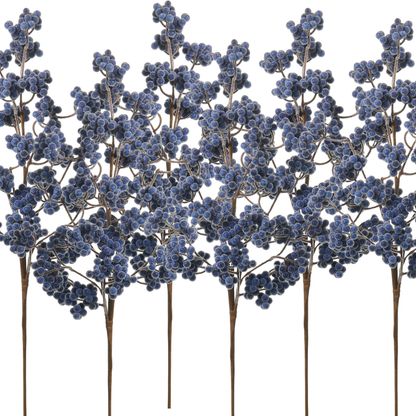 RAZ Imports 27" Iced Blue Berry Cluster Decorative Christmas Tree Spray - Set of 6