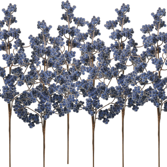 RAZ Imports 27" Iced Blue Berry Cluster Decorative Christmas Tree Spray - Set of 6