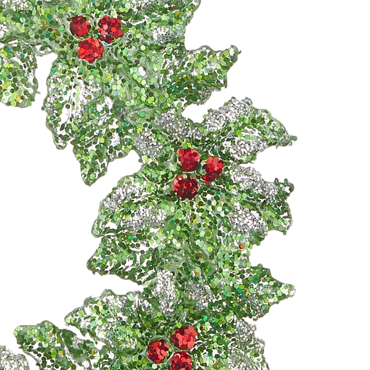 RAZ Imports 5.25" Glittered Green Holly Wreath with Berries Christmas Ornament