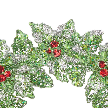 RAZ Imports 5.25" Glittered Green Holly Wreath with Berries Christmas Ornament