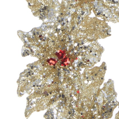 RAZ Imports 5.25" Glittered Gold Holly Wreath with Berries Christmas Ornament