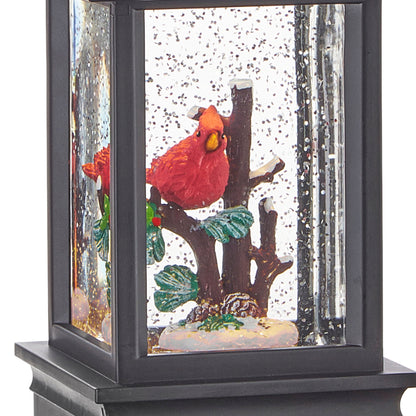 RAZ Imports 9.5" Christmas Cardinal Lighted Glitter Water Lantern - Includes USB Cord