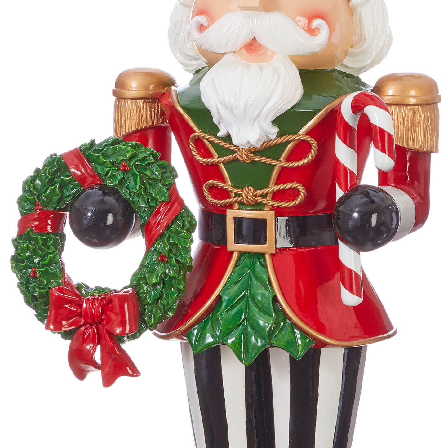 RAZ Imports 43.5" Traditional Nutcracker Statue with Wreath and Candy Cane Christmas Decoration