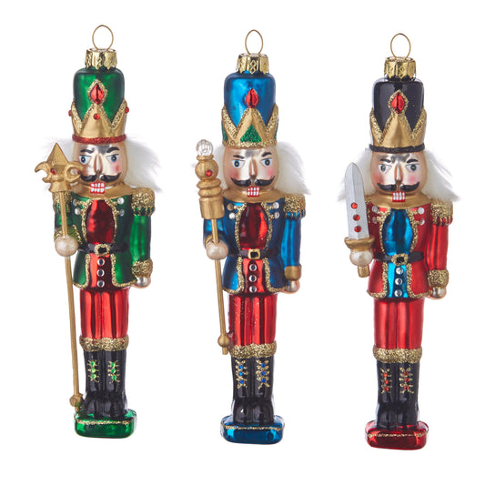 RAZ Imports 6.5" Traditional Nutcracker Trio Glass Christmas Ornaments - Set of 3