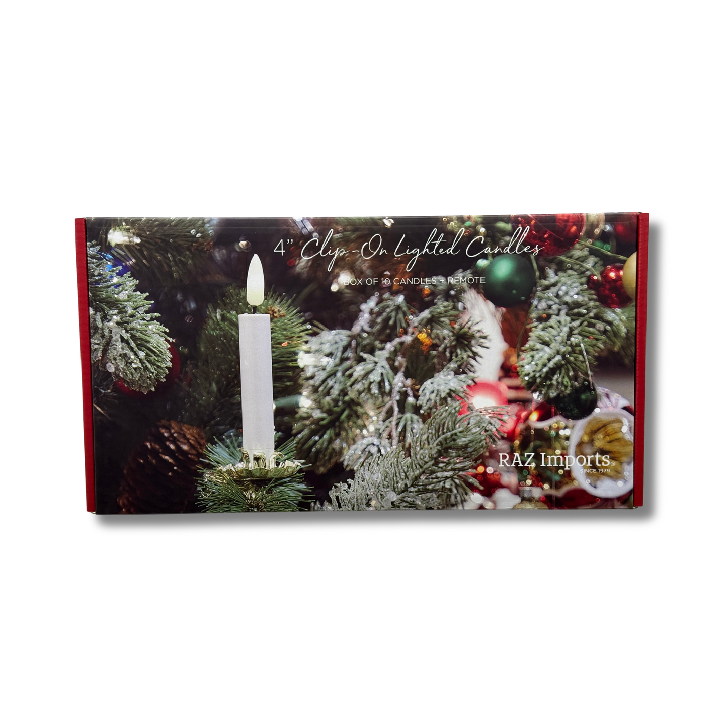 RAZ Imports 4" Clip-on Lighted Candles for Christmas Tree with Remote - Set of 10