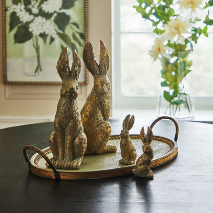 RAZ Imports 12" Gold Leaf Large Tabletop Easter Bunny Rabbits - Set of 2