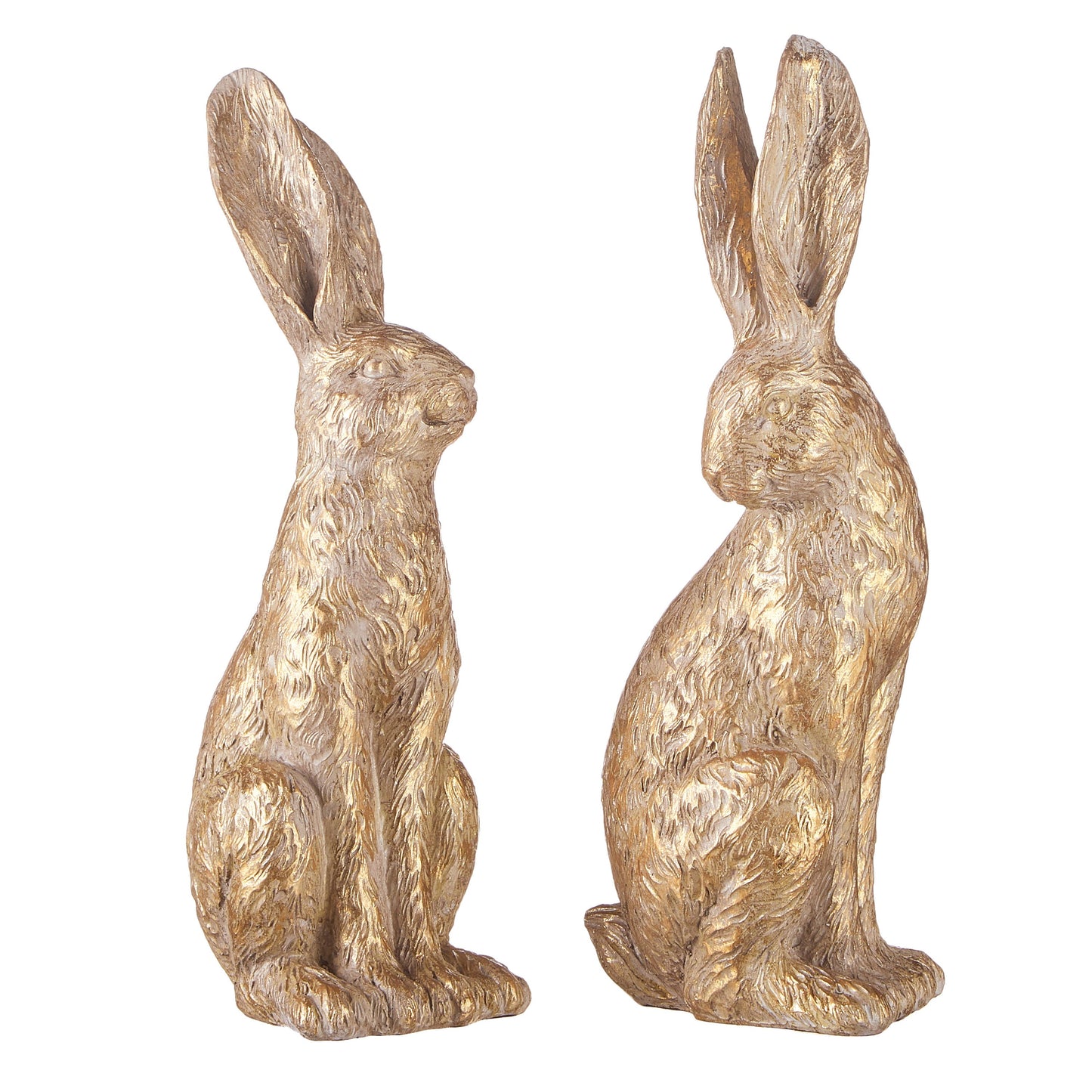 RAZ Imports 12" Gold Leaf Large Tabletop Easter Bunny Rabbits - Set of 2