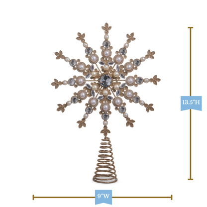RAZ Imports 13.5" Jewel and Pearl Gold Star Christmas Tree Topper