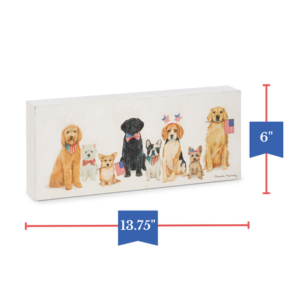 RAZ Imports 13.75" Patriotic Dog Box Sign, Wall Art Decoration for Fourth of July