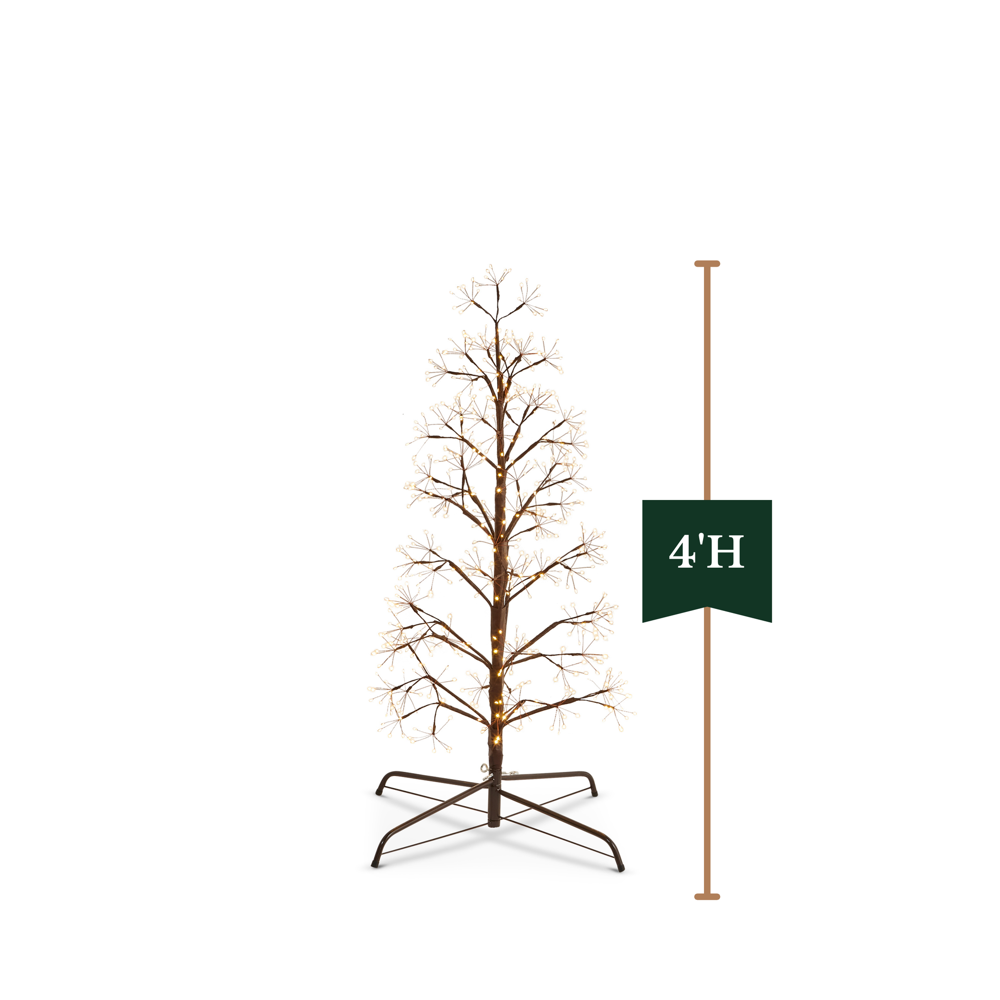 Starburst Pre-Lit Brown Artificial Christmas Tree with Warm White Twinkling LED Lights by RAZ Imports