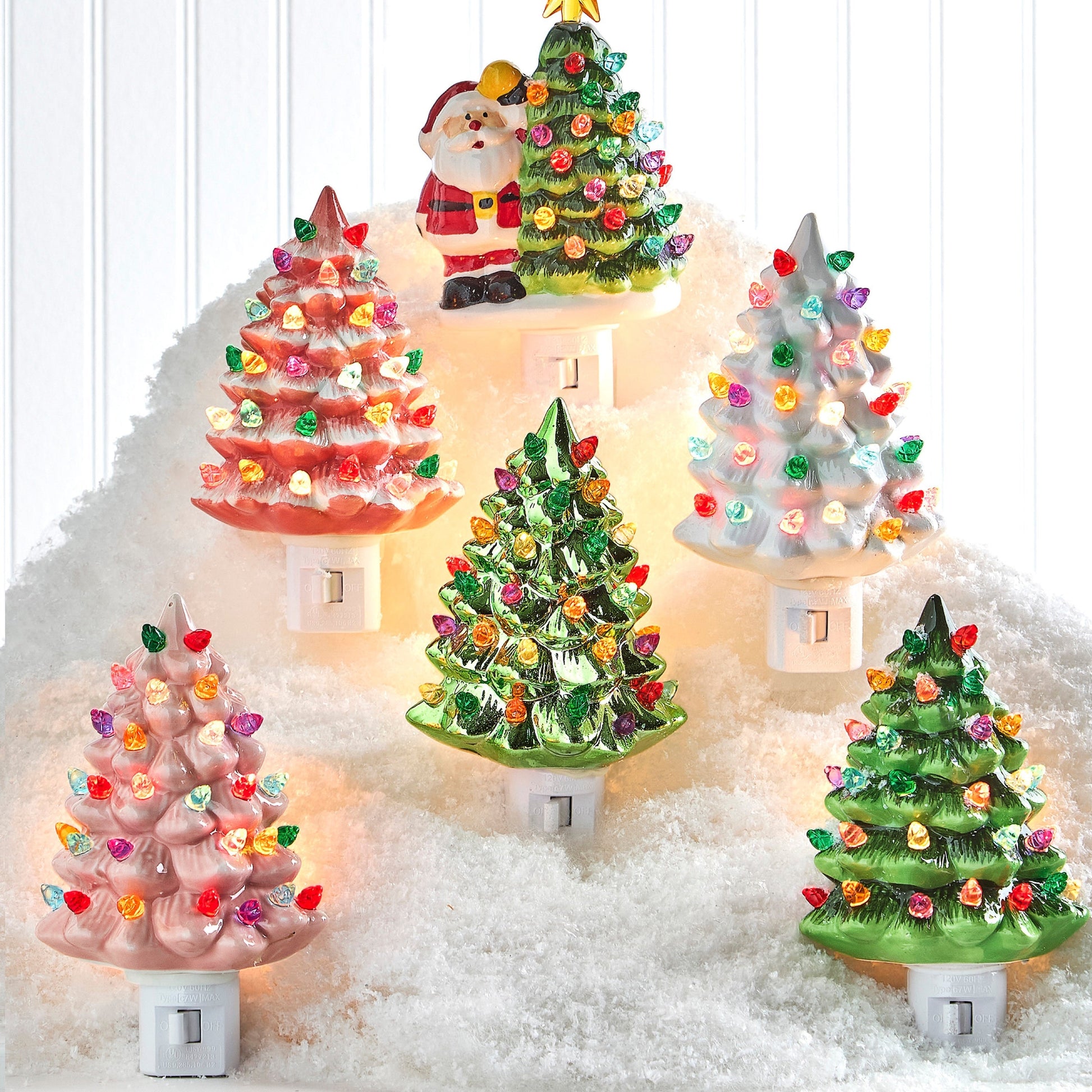 RAZ Imports 5.75" Vintage Christmas Tree Green Ceramic Christmas Night Light
