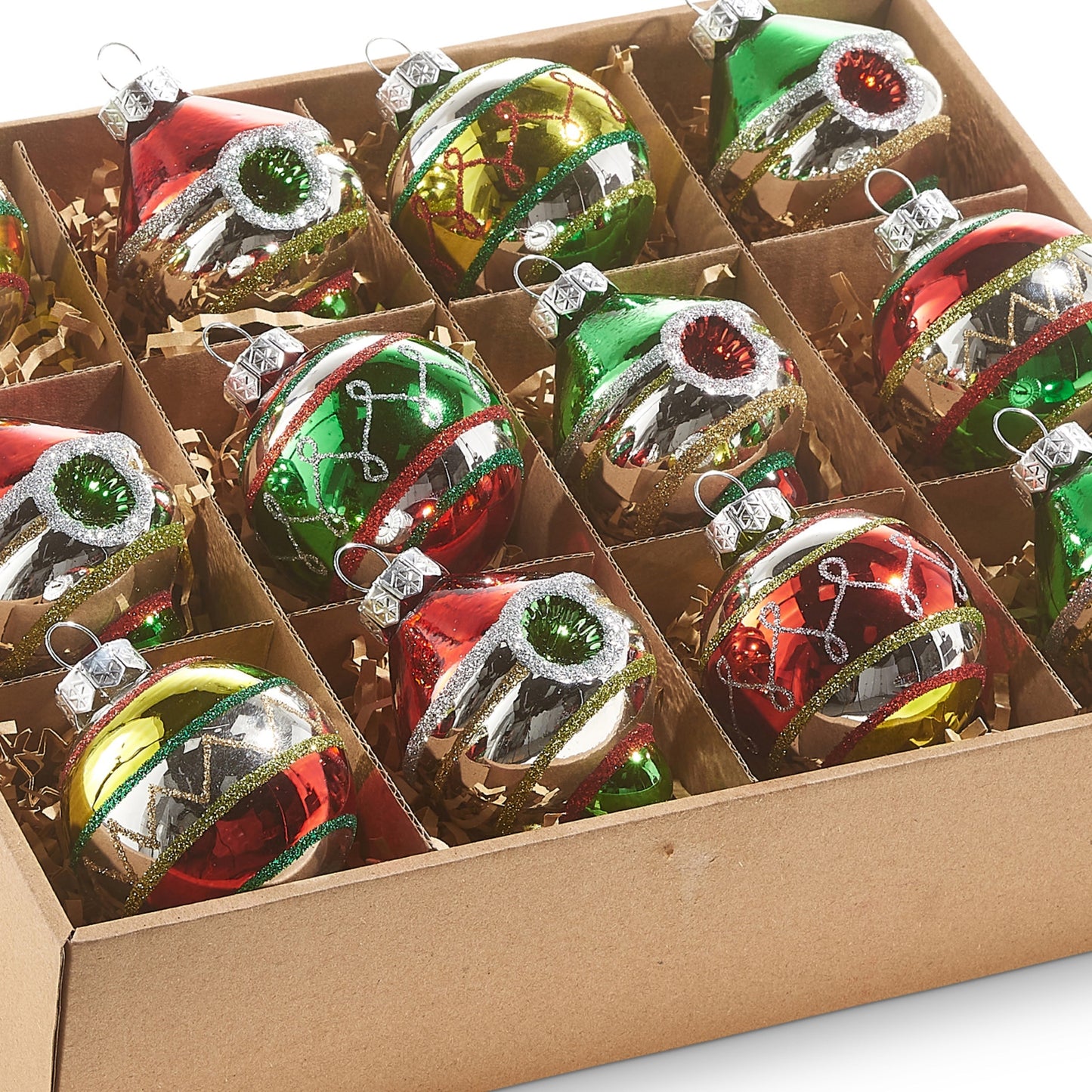 RAZ Imports 2" Vintage Glass Christmas Ornaments - Set of 12