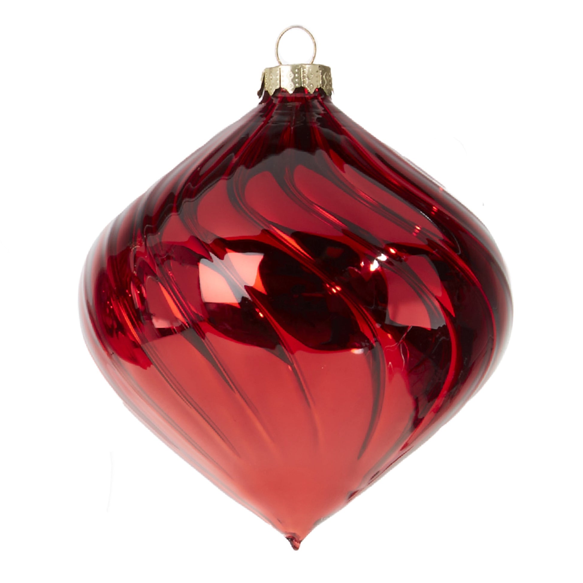 RAZ Imports 4" Shiny Red Blown Glass Christmas Ornaments - Set of 3