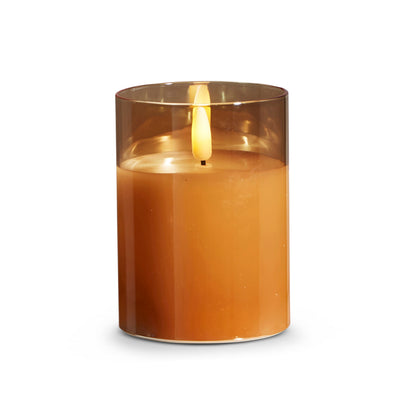 RAZ Imports Gold Ivory Glass LED Pillar Flameless Candles with Timer - Battery Operated