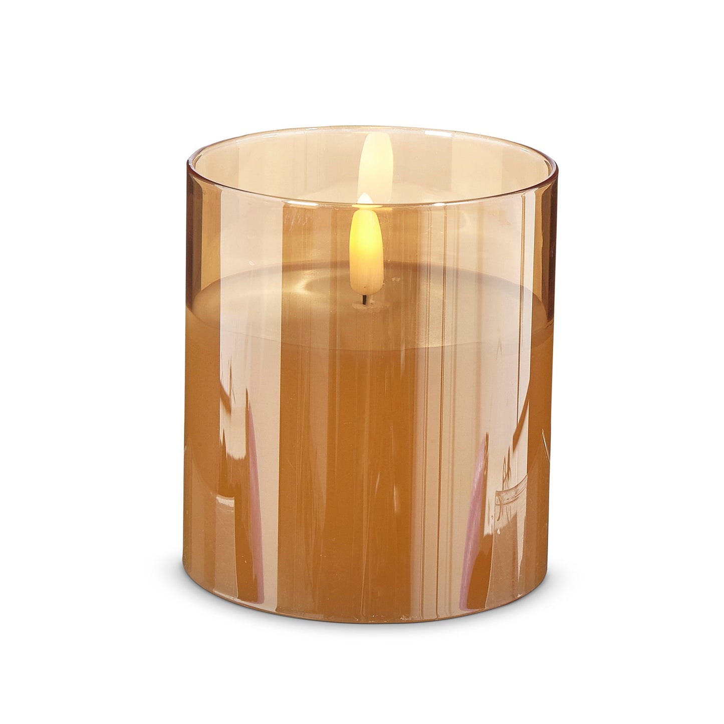 RAZ Imports Gold Ivory Glass LED Pillar Flameless Candles with Timer - Battery Operated