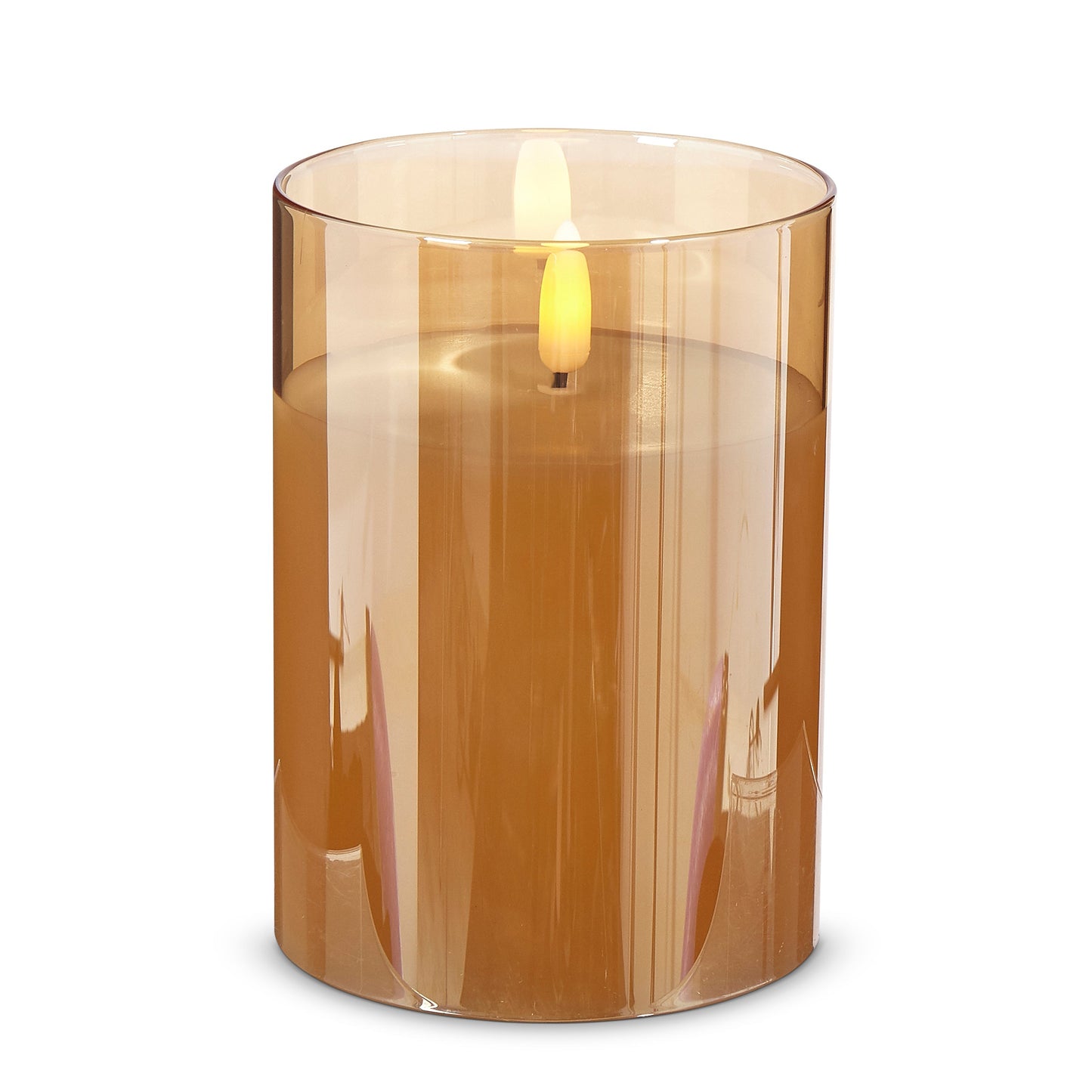 RAZ Imports Gold Ivory Glass LED Pillar Flameless Candles with Timer - Battery Operated