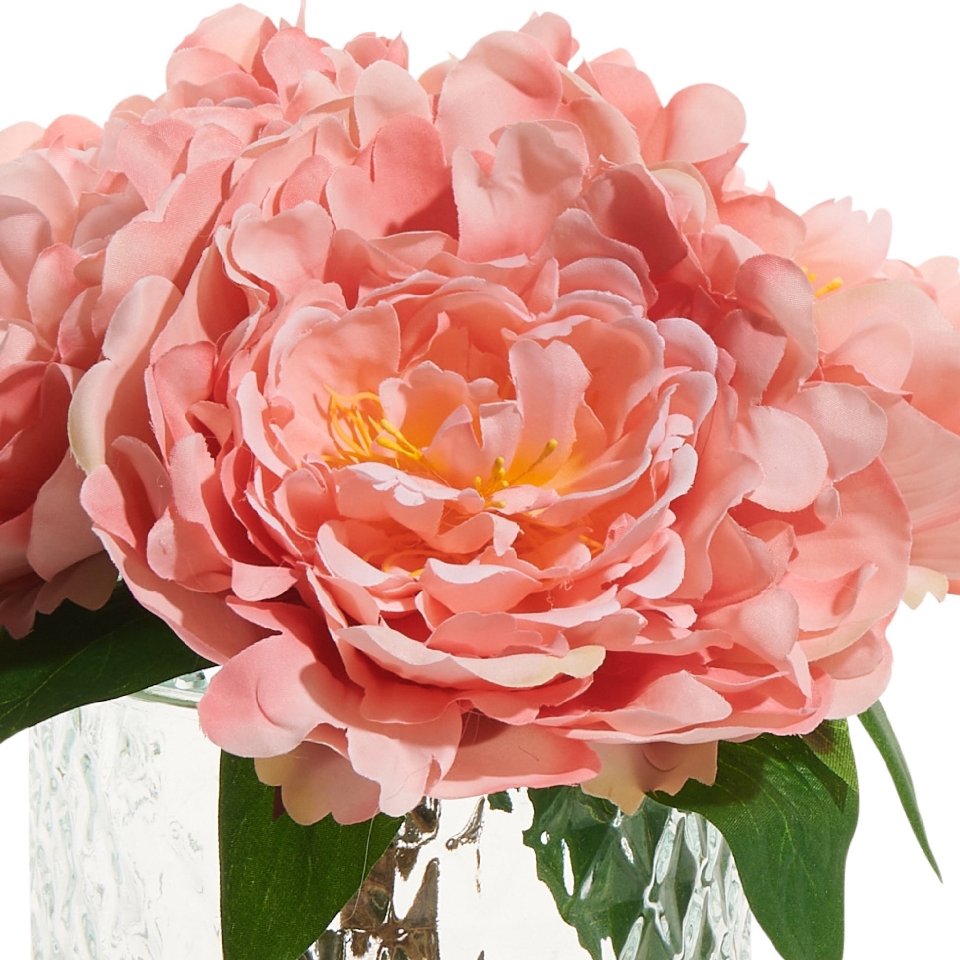 RAZ Imports 8.5" Pink Peony Flower Arrangement Bouquet in Glass Vase