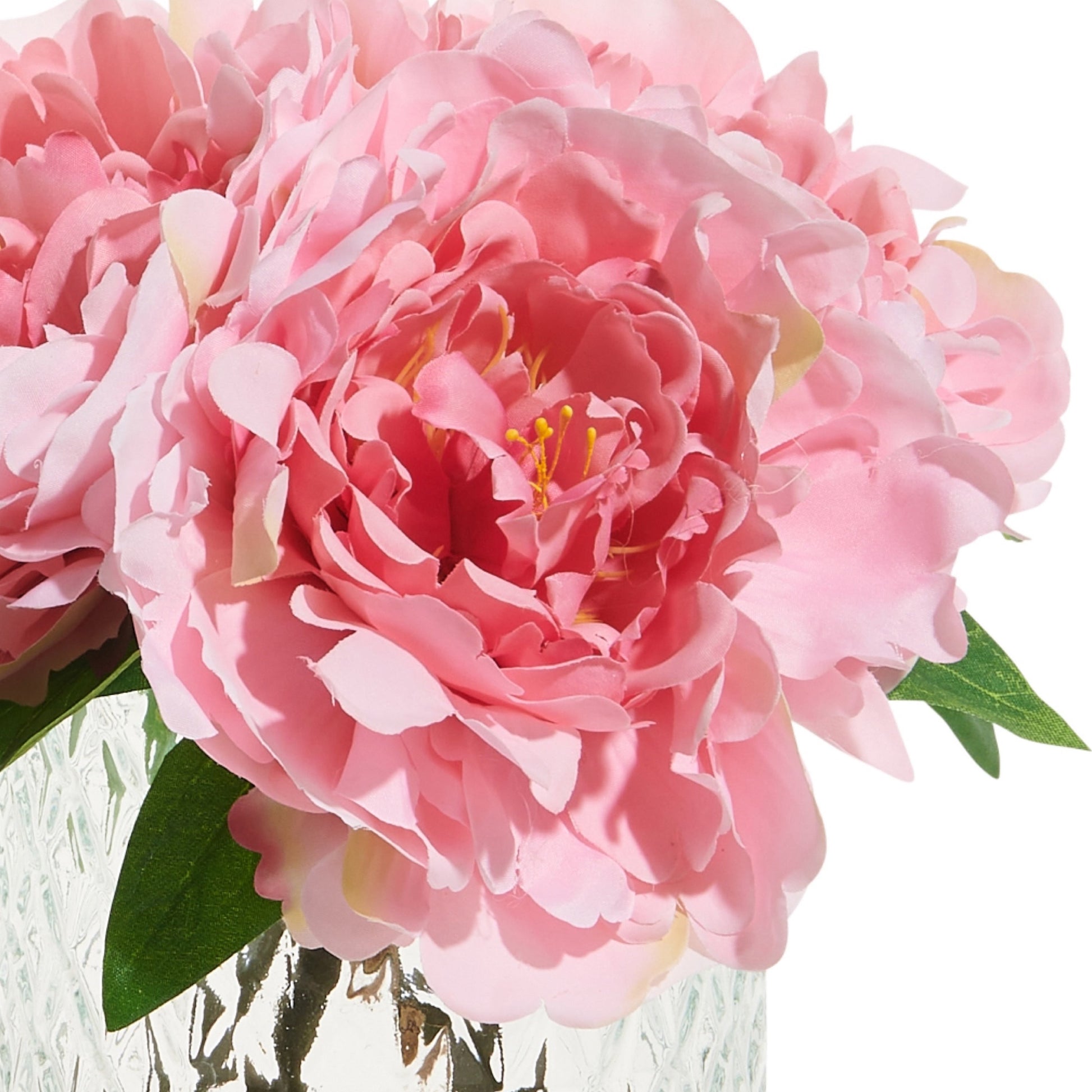 RAZ Imports 8.5" Pink Peony Flower Arrangement Bouquet in Glass Vase