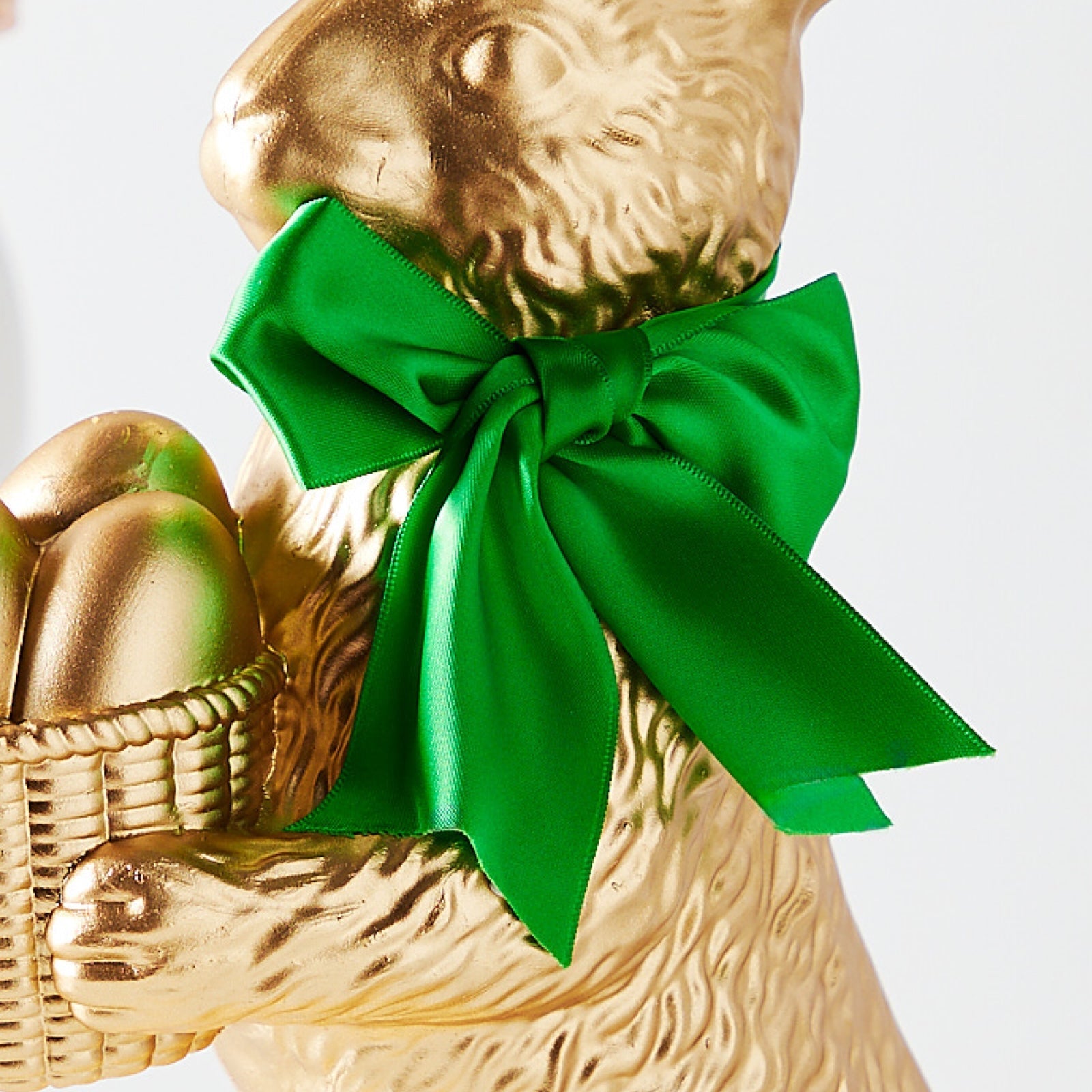 RAZ Imports 14" Gold Resin Easter Bunny Rabbit with Egg Basket