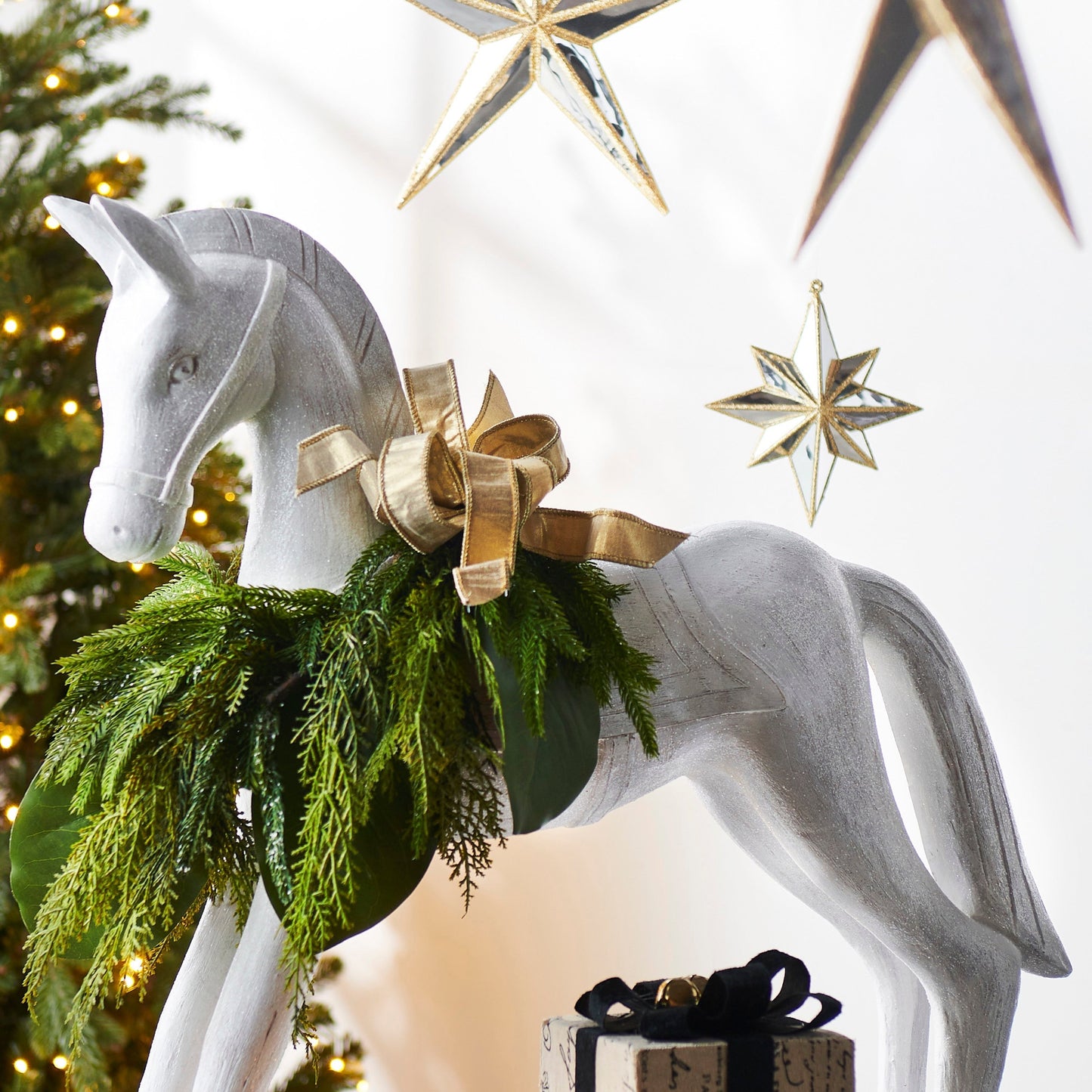 RAZ Imports 5.75" Glittered Gold Mirrored North Star Christmas Ornament