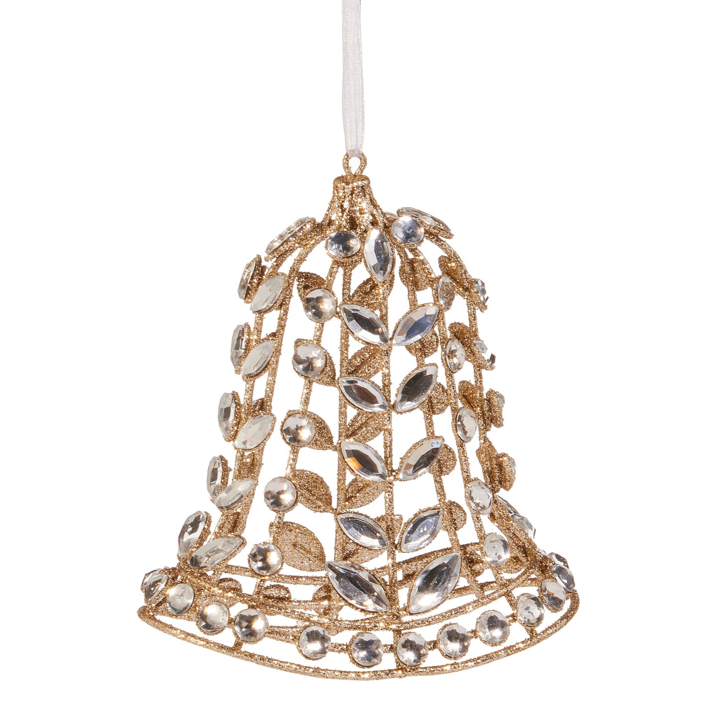 RAZ Imports 5" Jeweled Gold Glittered Bell Christmas Ornament