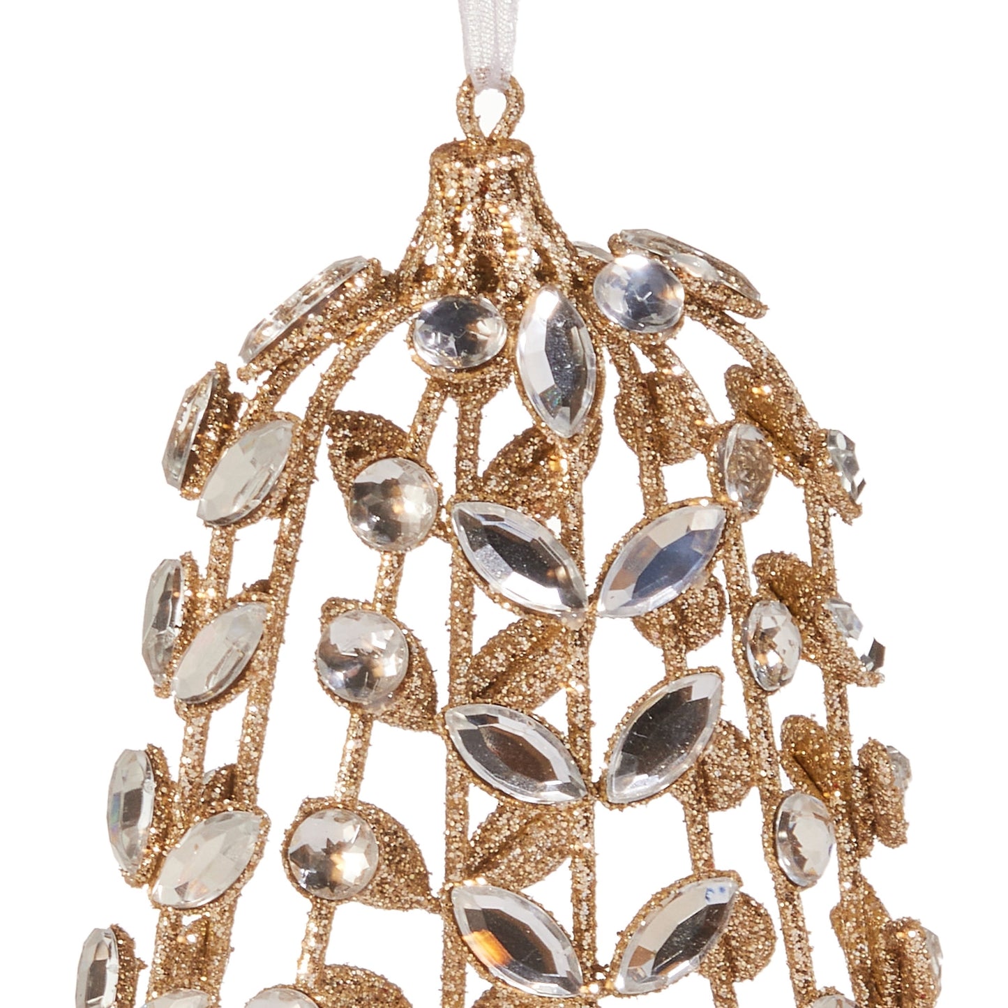 RAZ Imports 5" Jeweled Gold Glittered Bell Christmas Ornament