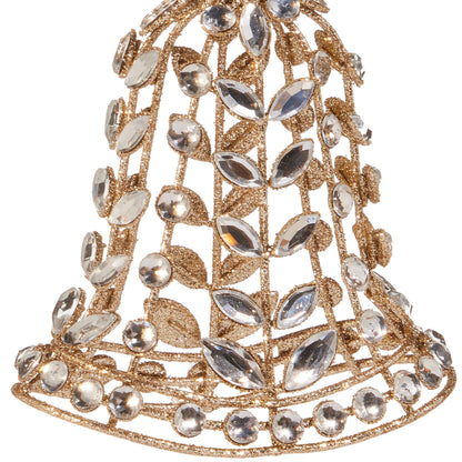 RAZ Imports 5" Jeweled Gold Glittered Bell Christmas Ornament