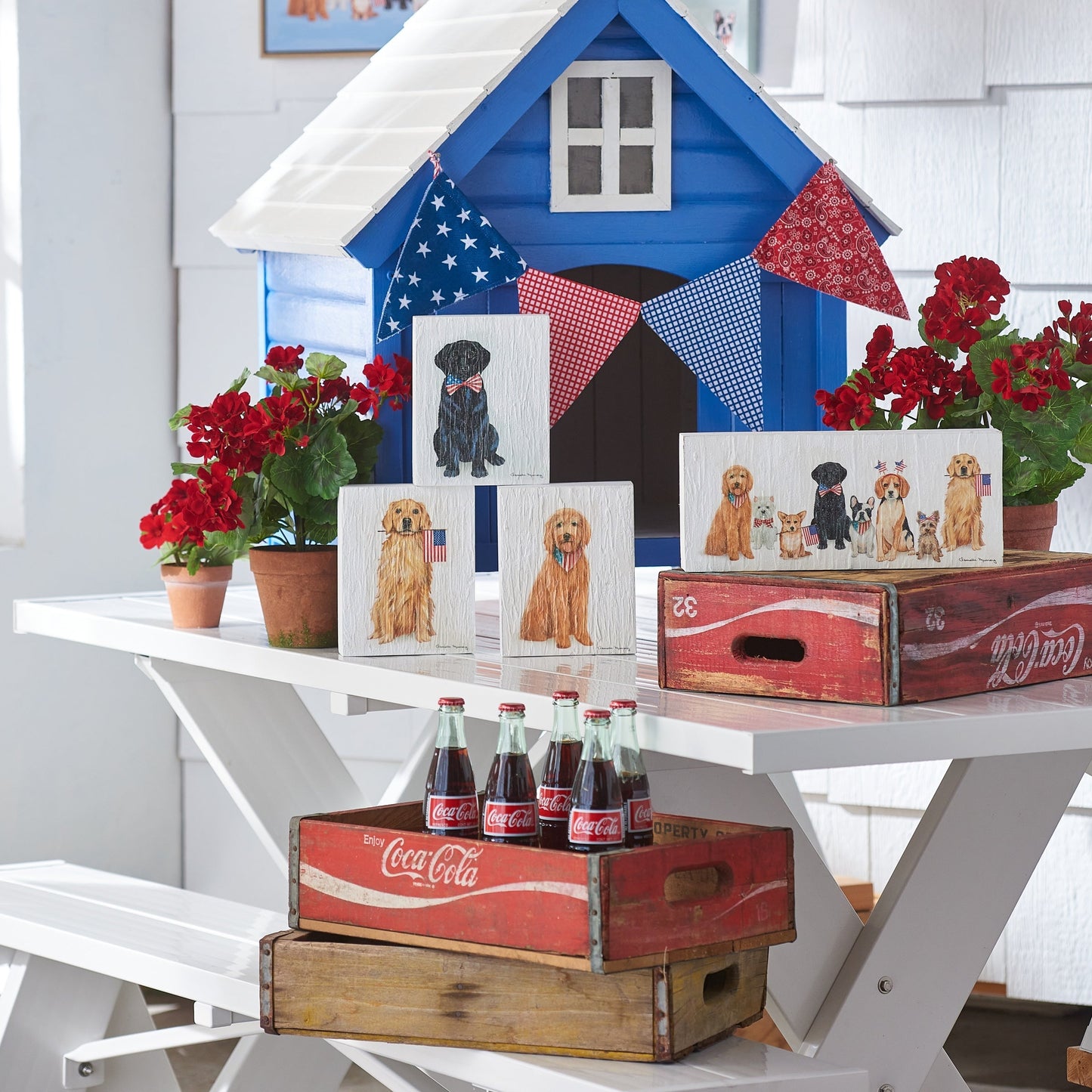 RAZ Imports 13.75" Patriotic Dog Box Sign, Wall Art Decoration for Fourth of July