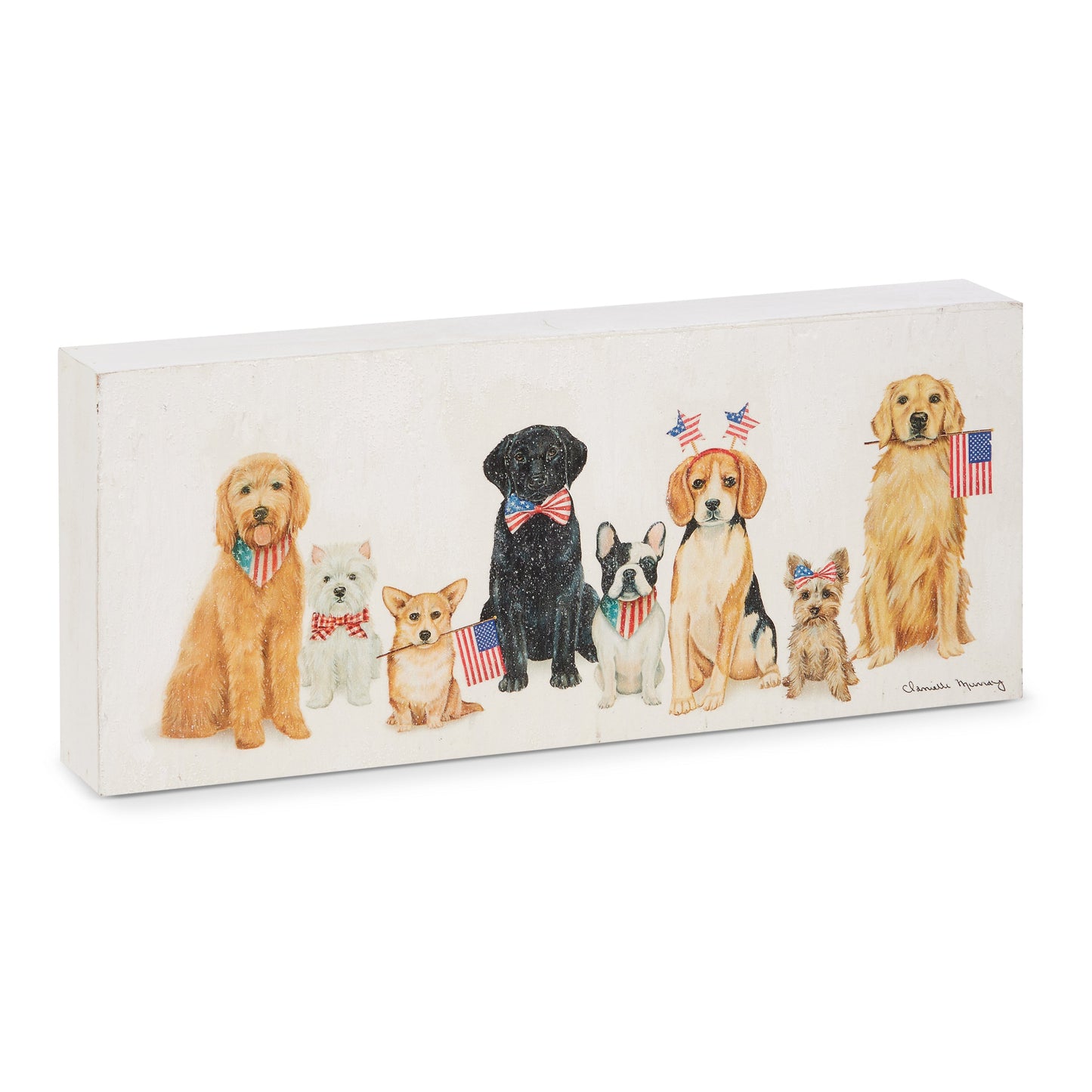 RAZ Imports 13.75" Patriotic Dog Box Sign, Wall Art Decoration for Fourth of July