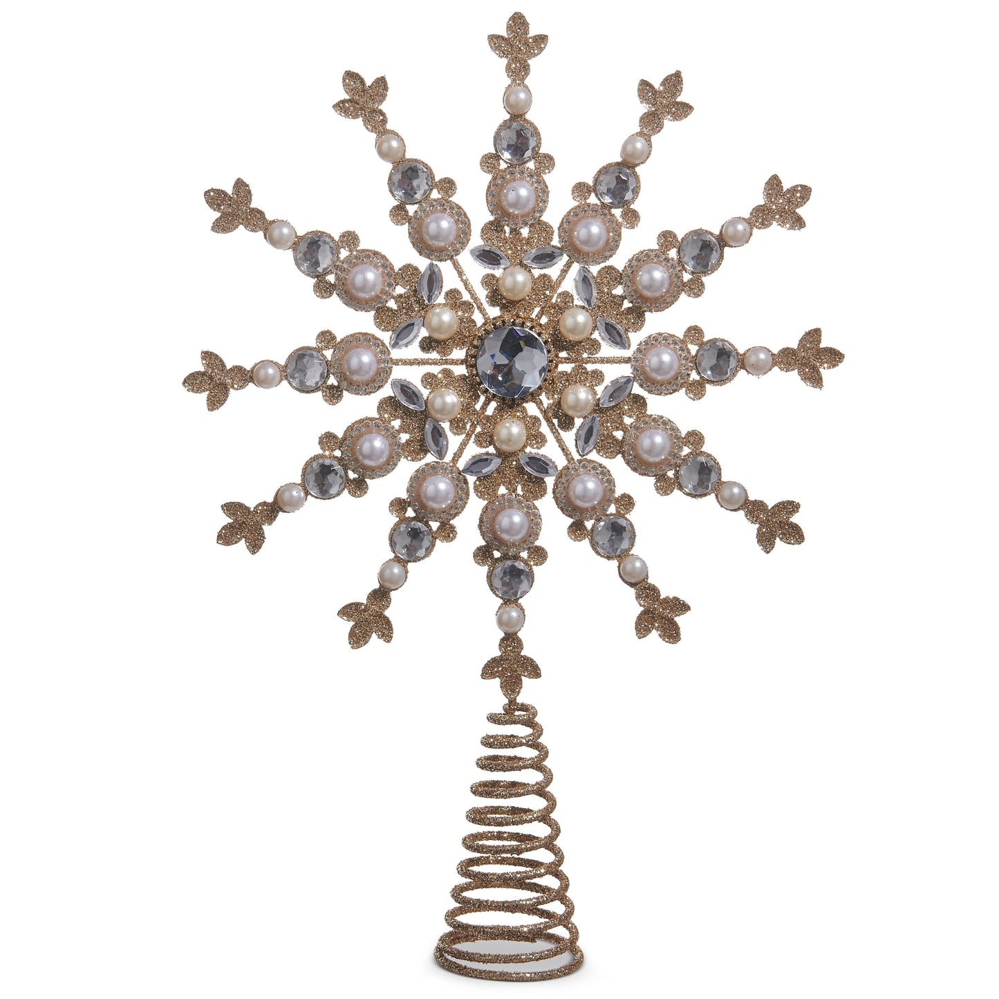 RAZ Imports 13.5" Jewel and Pearl Gold Star Christmas Tree Topper