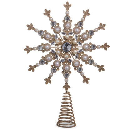 RAZ Imports 13.5" Jewel and Pearl Gold Star Christmas Tree Topper