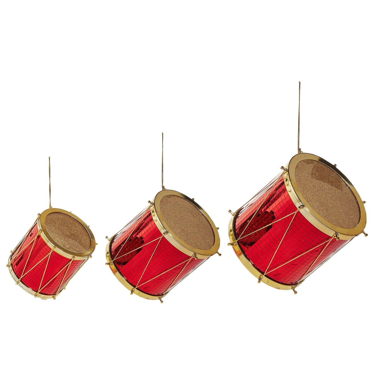 RAZ Imports 9.5" Mirrored Red Nutcracker Drum Christmas Ornaments - Set of 3