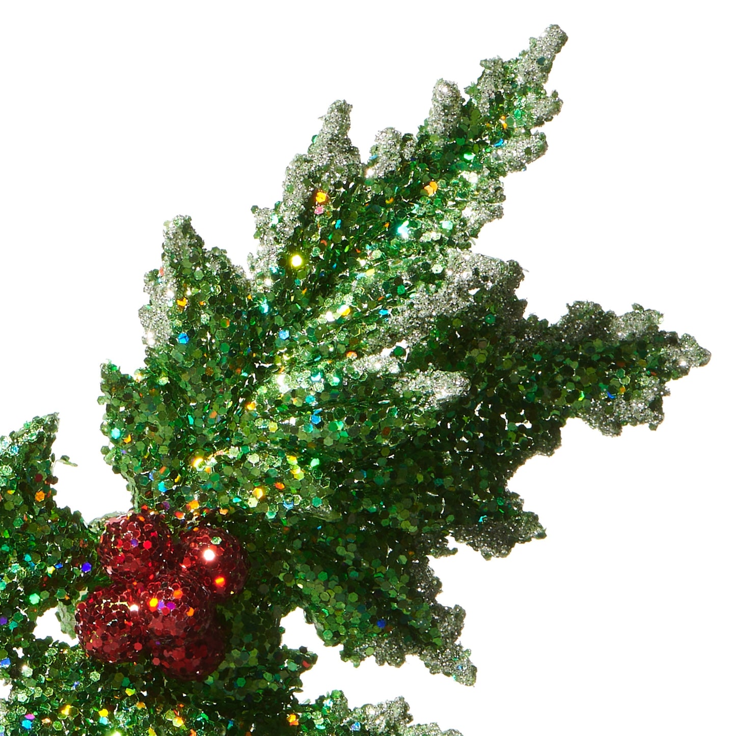 RAZ Imports 5.5" Glittered Green Holly with Berries Christmas Ornament