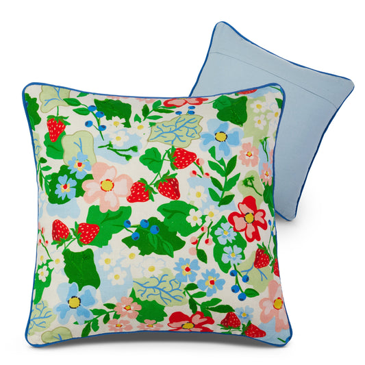 RAZ Imports Blooming Flowers and Berries Decorative Spring Throw Pillow - 18"L X 18”H