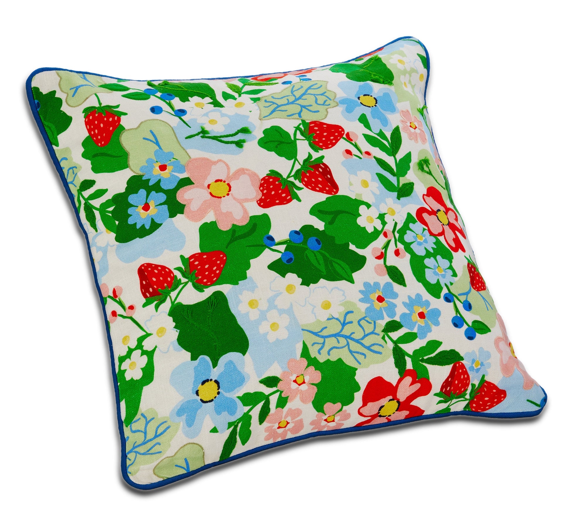 RAZ Imports Blooming Flowers and Berries Decorative Spring Throw Pillow - 18"L X 18”H