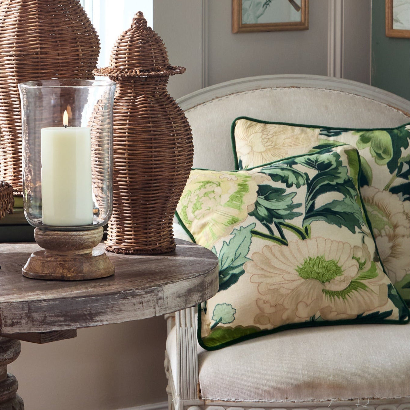 RAZ Imports Green Garden Flowers Decorative Spring Throw Pillows - 18"L X 18"H - Set of 2